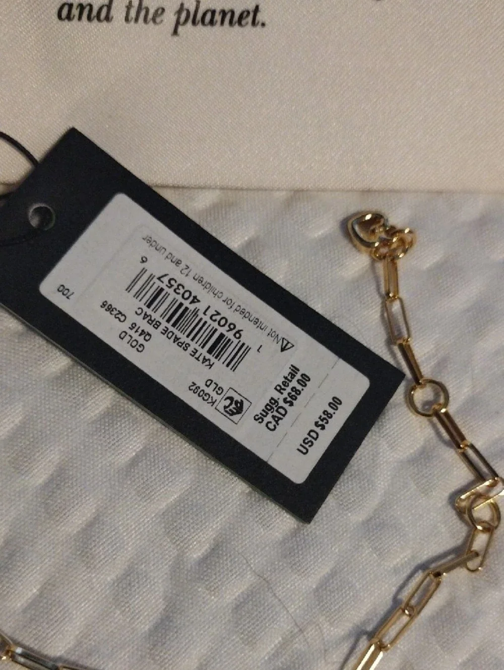 kate spade Gold Initial N Link Bracelet And Dustbag - Picture 6 of 6